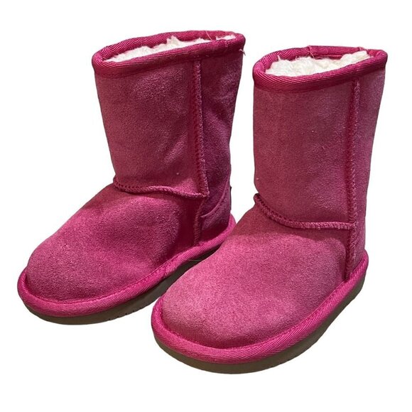 Koolaburra by Ugg Toddler Suede Winter Boot Slip On Sherpa Lined Pink Size 6 - Picture 4 of 9